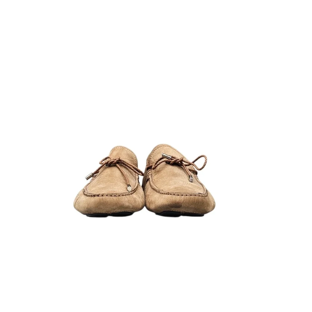 Brecos Mens Size 9 EUC Tan Nubuck Leather Italian Made Moccasins Drivers Loafers - Picture 2 of 8